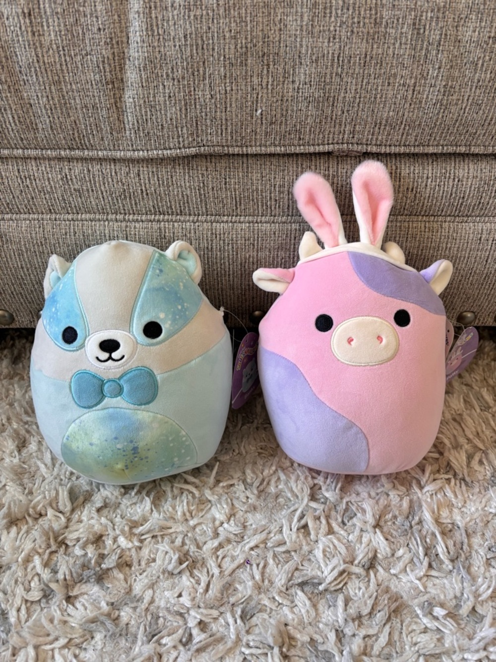 Squishmallows Easter Plush Blue Banks And Patty Pink Cow Set of 2 10in Brand New